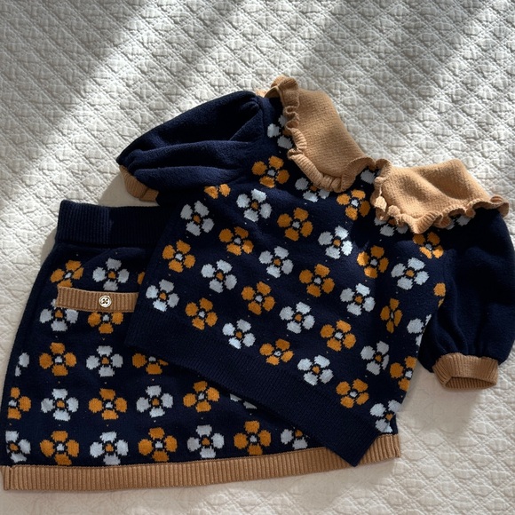 Janie and Jack Other - Janie and Jack Navy and Brown Floral Set